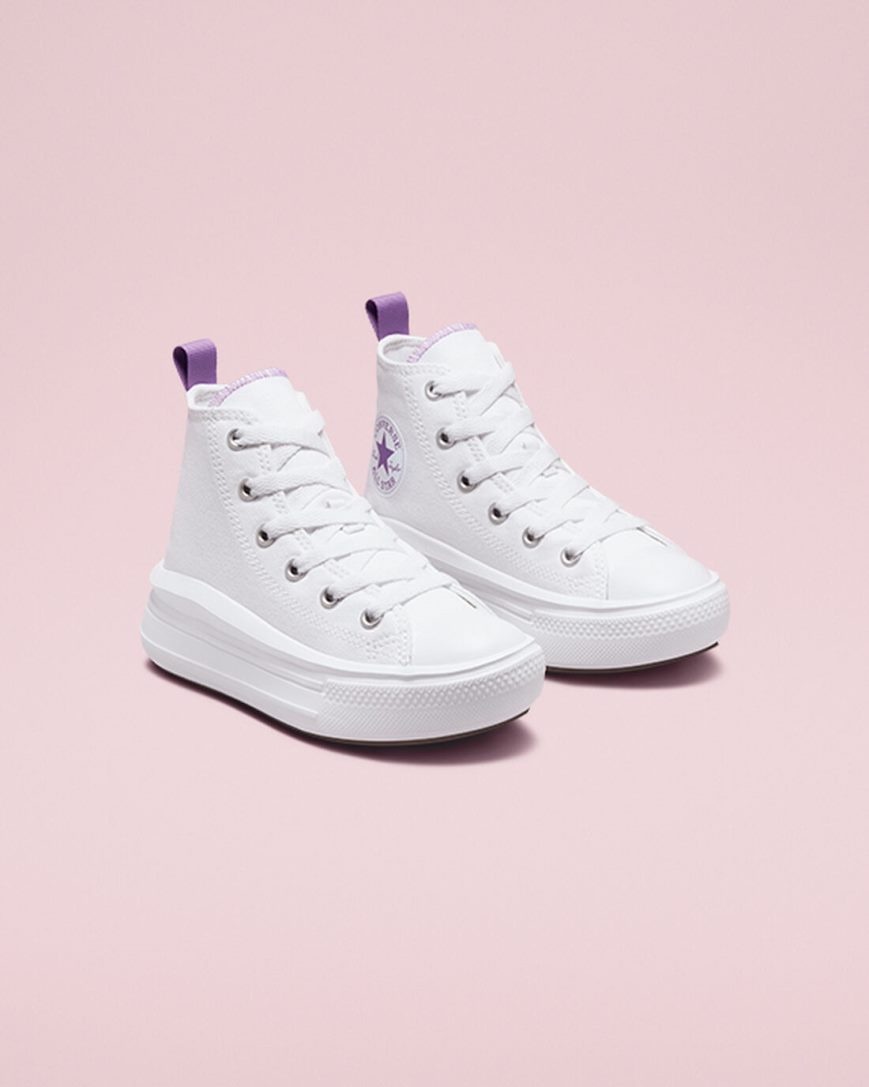 Dívčí Boty Na Platformy Converse Chuck Taylor All Star Move Vysoké Bílé Fialové Bílé | CZ YSAV28